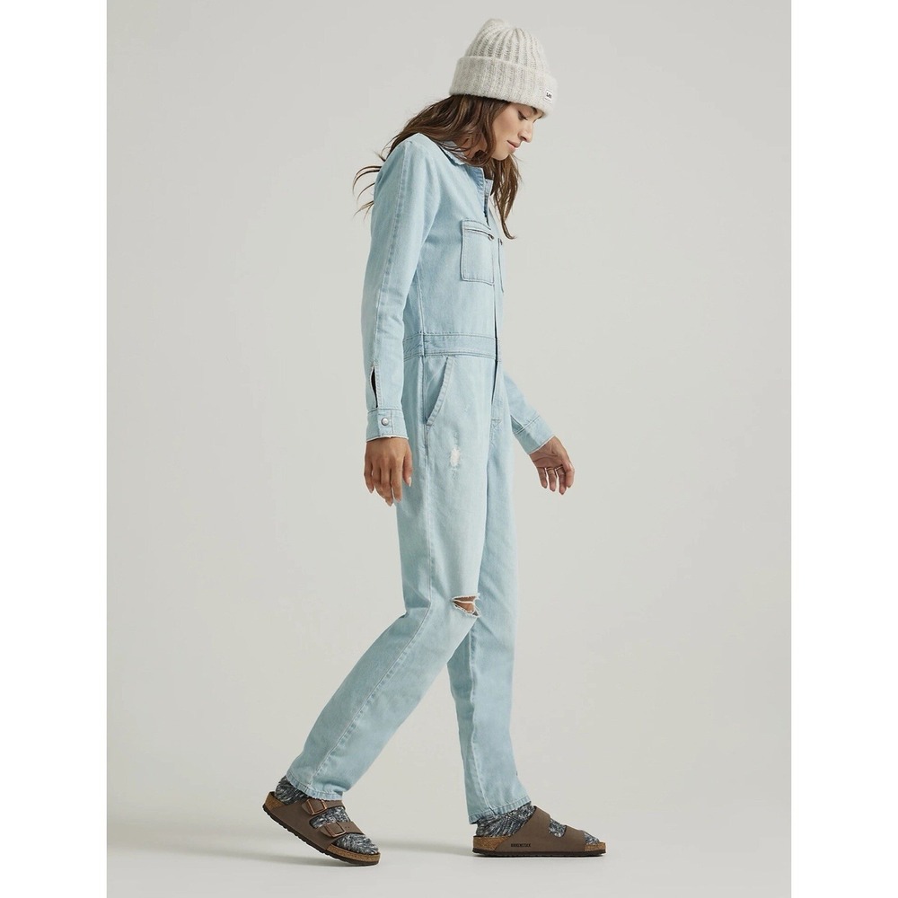 Free People x Lee JeansVintage Modern Union-Alls NEW XL $158 Denim Barely Blue